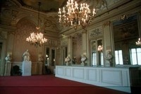 Busts in "Hall of Honor" at the Comédie Française. This photograph shows the Gallerie d'honneur of the Comédie Française, as it appears today; it still includes Caffieri's and Pigalle's eighteenth-century busts. Reproduction courtesy of the BCF. Photograph by Patricia LeGras.
