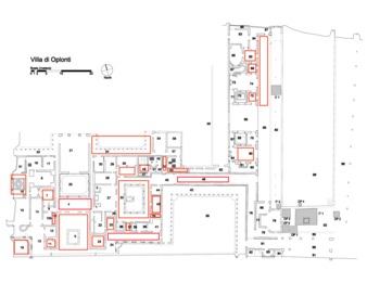 View PDF (339 KB), titled "Fig. 19.2. Plan of spaces with graffiti. Plan: R. Benefiel."