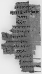 Fragment einer Petition?; Herakleopolites, 137 v.Chr. Black and white image of the front of a piece of papyrus with writing on it.