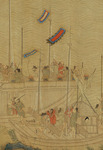 Illustration of several figures on-board ships.