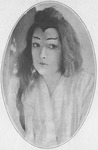 Photograph of Blanche Bates in a shoulder-­and-­up pose wearing makeup, costume, and wig to look like a Japanese woman