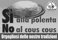 Fig. 1. Political poster showing a plate of polenta with the Italian slogan “Yes to polenta, no to couscous. Proud of our traditions