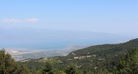 The modern landscape at Thermopylae, showing the distance between the Gulf of Malis and the mountain pass from which the Persians attacked the Greeks at the rear of their battle line.