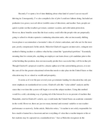 Directed Self Placement Essay response to 2009 prompt.