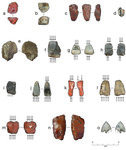 Fifteen sets of highly detailed drawings of Upper Paleolithic and Mesolithic artifacts, with arrowheads displaying directions of flake removals.