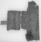 Fragment einer Eingabe; Herakleopolites, 137? v. Chr. Black and white image of the back of a piece of papyrus with writing on it.