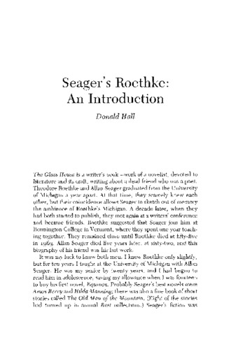 View PDF (509 KB), titled "“Introduction” to The Glass House: The Life of Theodore Roethke"