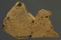 Fig 44b: Ostraka 36 inscribed on both concave (44a) and convex (44b) sides, parallel with the throwing marks. Sherd surface is soiled and covered with black fungal spots. Hand is experienced and script is semicursive. It seems to be an order.