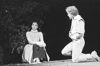 Fig. 6. Rosaline and Berowne (Michael Pennington), in Act 5, Scene 2, of Barton’s 1978 RSC production of Love’s Labour’s Lost.