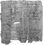 Fragmentary papyrus containing remnants of three Arabic texts.