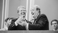 Fig. 20. A photograph showing Jimmy Carter and Hubert H. Humphrey at the 1976 Democratic National Convention.