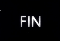 White French text reading "End" is set on a black matte background, in black and white cinematography.