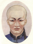 Drawing of a Chinese man’s face with dotted outlines that show how it should be contoured