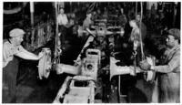 Working and learning. Above, Negro employees can be seen, and below, a group of workers having an outdoors English lesson.