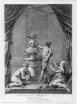 Voltaire. This engraving commemorates the sixth performance by the Comédie Française of Voltaire's "Irène" on March 30, 1778, after which the troupe crowned a bust of the author on stage. This apotheosis of Voltaire at the royal theater culminated the writer's triumphal return to Paris just before his death. Such engravings as this one and the more frequently reproduced "Homage to Voltaire" by Moreau le jeune helped establish in the collective imagination that by the late 1770s, the Enlightenment had triumphed. Yet no other playwright of the century could imagine enjoying such acclaim from both the troupe and the audience, and most playwrights resented Voltaire for his success. This engraving is reproduced from the BN Éstampes, Collection Hennin 9644.