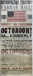 A long playbill for The Octoroon production in Erie, Pennsylvania, with a prominent American flag displayed at the top of the bill.