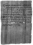 Tax receipt for πρόσοδοιἱερατικῶν τάξεων; Tebtynis, 176 CE. Black and white image of a piece of papyrus with writing on it.