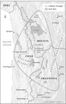 Diagram of the mineral-rich Lithium Triangle and salt-flat areas covering Bolivia, Argentina, and Chile, and the location of the remote, tiny, and disputed transboundary waters of the Silala/Siloli. Bolivia and Chile dispute the name of the water and the ownership of the waters in what has been described as one of the “most hydropolitically vulnerable basins in the world.”