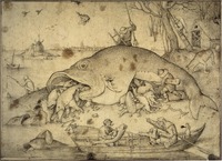 45 Figure 45: Big Fish Eat Little Fish, 1556, pen and brush, brown and grey-brown ink, Graphische Sammlung Albertina, Vienna, inv. 7875. From Sellink, 88.