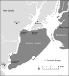 The Arthur Kill and Kill Van Kull separate Staten Island from New Jersey while The Narrows separates the island from Brooklyn.