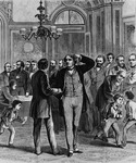 Figure 3.5 "Washington, D.C.—Removal of Hon. Charles Sumner from the chairmanship of the Committee on Foreign Relations—Scene in Reception Room, Capitol; Mr. Sumner receiving the sympathy of his colleagues."