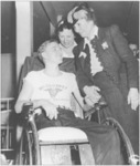 Helen Keller (on right) and Polly Thomson (middle) visit Sergeant Jasper Pennington of Solon, Iowa