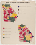 Hand-drawn data visualization showing two maps of the state of Georgia, color-coded to indicate the number of African Americans living in each county in the years 1870 and 1880.