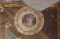 Fig. 2.18. Triclinium 14, east wall, middle zone, right, detail of imago clipeata, Mercury. Photo: P. Bardagjy.