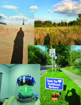 A collage of colorful images showing shadows of three women in Sudan, United States, and Saudi Arabia. It also shows clouds moving in between, a doctor wearing COVID-19 protective face shield, and a thank you sign for health workers.