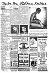 Newspaper page, with several images, one showing a naked woman.