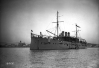 A black-and-white photograph of the Le Foudre in water.