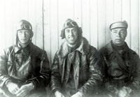 Great Flight aviators (left to right) M. M. Gromov, N. I. Naidenov, and I. K. Poliakov.