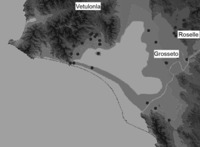3D model of Tuscan coast temporal development and settlement pattern (Niccolucci et al. 2001).
