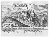 Rupertsberg Abbey, engraved after a drawing by Daniel Meissner, before 1625.
