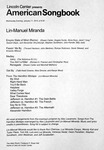 Program for Lin-­Manuel Miranda at the American Songbook concert at Lincoln Center in New York City.