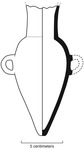 A drawing of a miniature Camacho Black amphora. It has two handles, a jagged opening, and a pointed bottom.