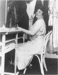 Helen Keller amid vaudeville preparations, 1922.
