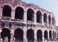 The Arena in Verona (photo by author). Built during the First Century from local, pink-hued marble, the Arena almost fell victim to a suggested relocation to the Champs de Mars in Paris as part of the French levies on scientific and artistic objects during the Italian campaign of 1796-97.
