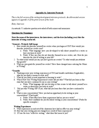 View PDF (400 KB), titled "Appendix 4a: Interview Protocols"