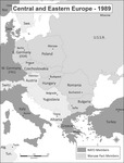 This map shows NATO and Warsaw Pact members in Central and Eastern Europe at the end of the Cold War in 1989.