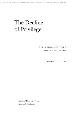 Cover image for The decline of privilege: the modernization of Oxford University