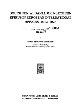 Cover image for Southern Albania or Northern Epirus in European International Affairs, 1912-1923