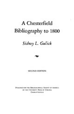Cover image for A Chesterfield bibliography to 1800