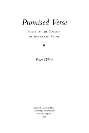 Cover image for Promised verse: poets in the society of Augustan Rome