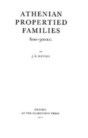 Cover image for Athenian propertied families, 600-300 B.C.