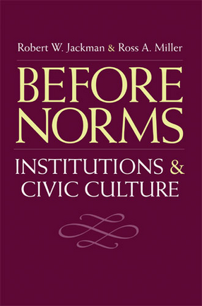 Cover image for Before Norms: Institutions and Civic Culture