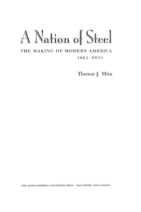 Cover image for A nation of steel: the making of modern America, 1865-1925