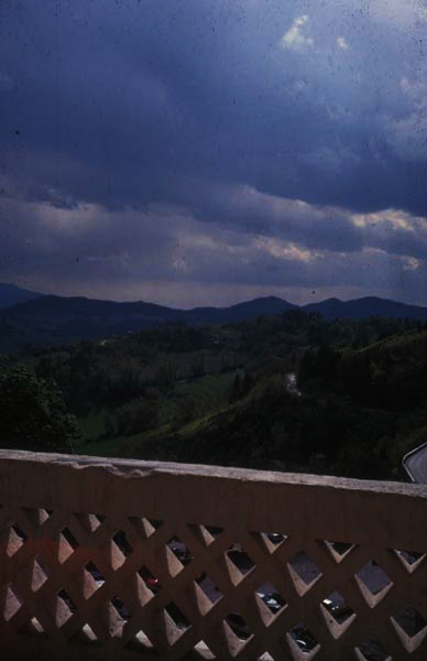 View from loggia, outside Urbino studiolo.