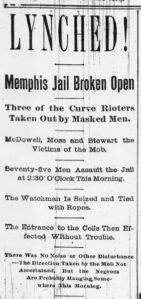 Headline, Memphis Appeal-Avalanche, March 9, 1892, p. 1.