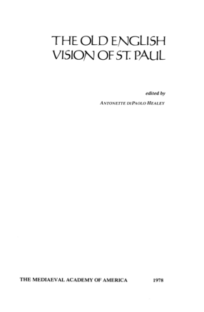 Cover image for The Old English vision of St. Paul